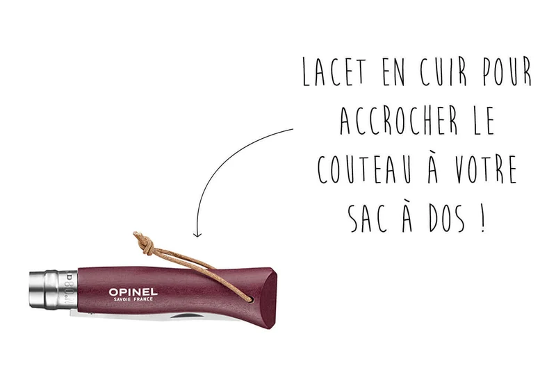 Couteau Opinel N°08 Baroudeur lame 8,5cm manche grenat