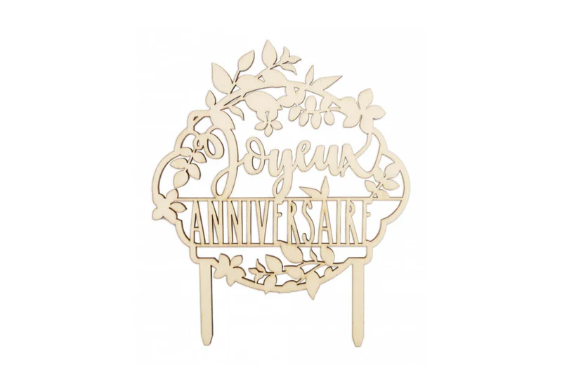 Cake topper "Joyeux Anniversaire" Scrapcooking en bois