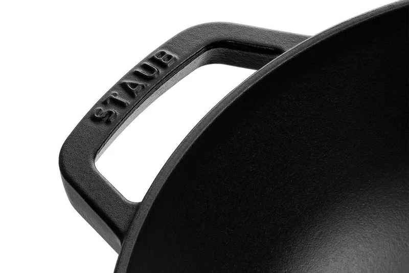 Wok en fonte Staub 30cm avec couvercle en verre + grille
