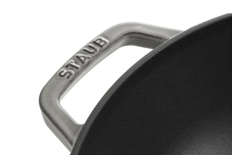 Wok en fonte Staub 30cm avec couvercle en verre + grille