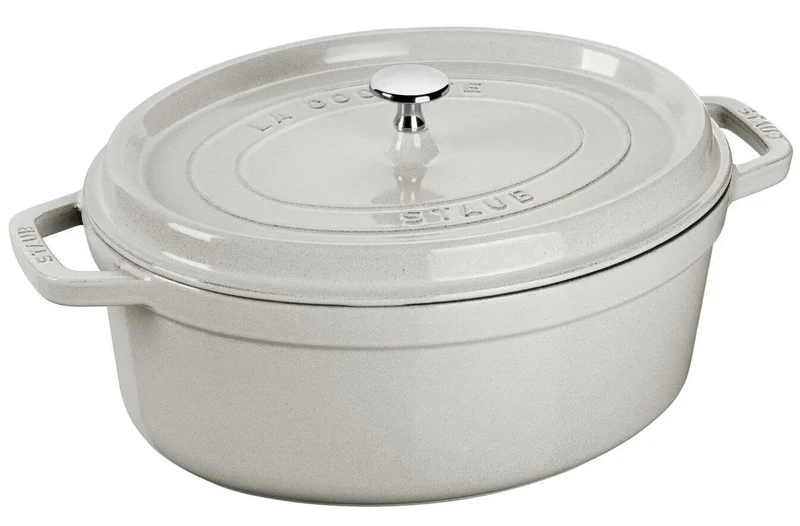 Cocotte STAUB ovale en fonte émaillée truffe blanche
