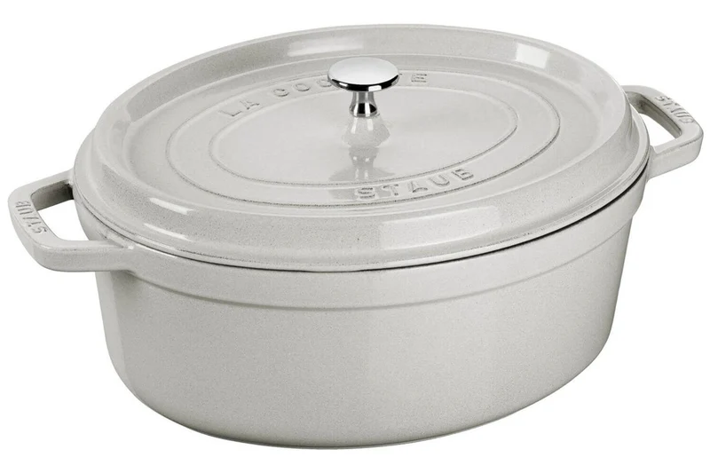 Cocotte STAUB ovale en fonte émaillée truffe blanche