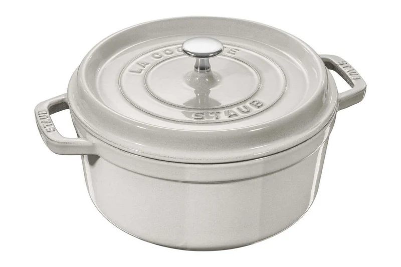 Cocotte STAUB ronde en fonte émaillée truffe blanche