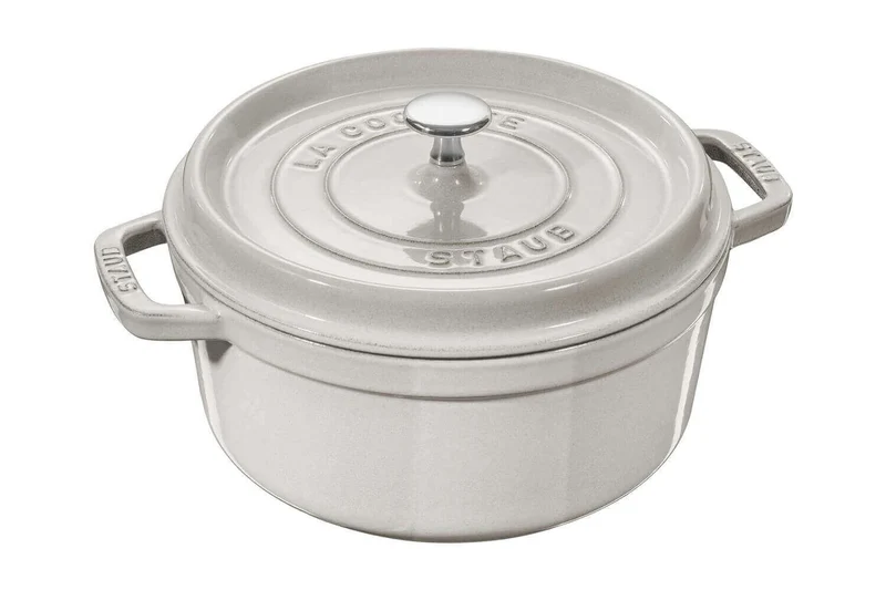 Cocotte STAUB ronde en fonte émaillée truffe blanche