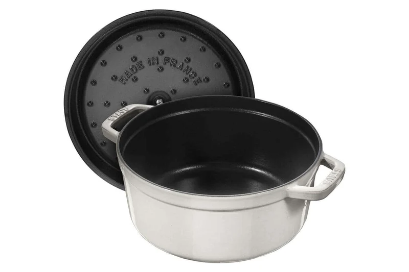 Cocotte STAUB ronde en fonte émaillée truffe blanche