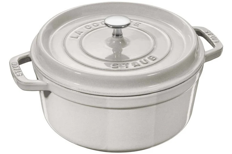 Cocotte STAUB ronde en fonte émaillée truffe blanche