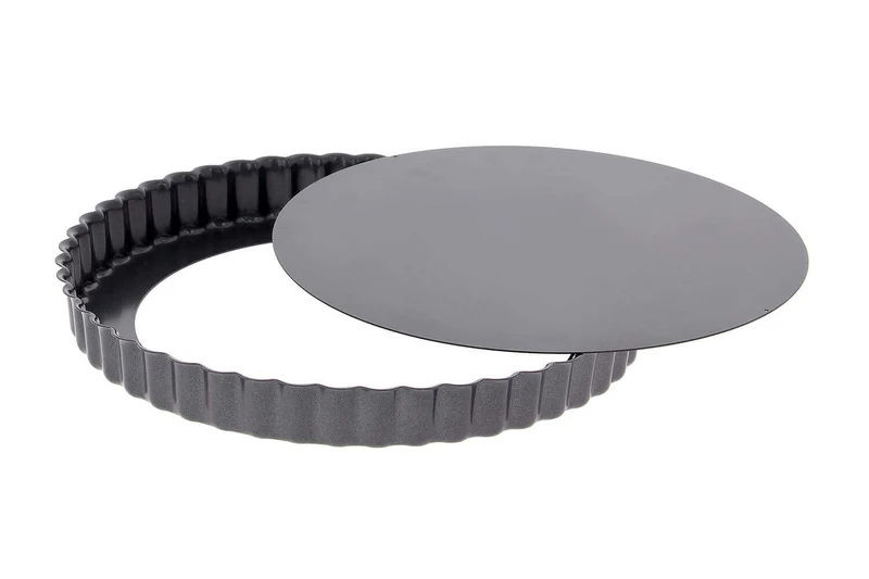Moule à tarte cannelé en acier De Buyer à fond amovible et bord droit