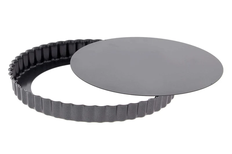 Moule à tarte cannelé en acier De Buyer à fond amovible et bord droit