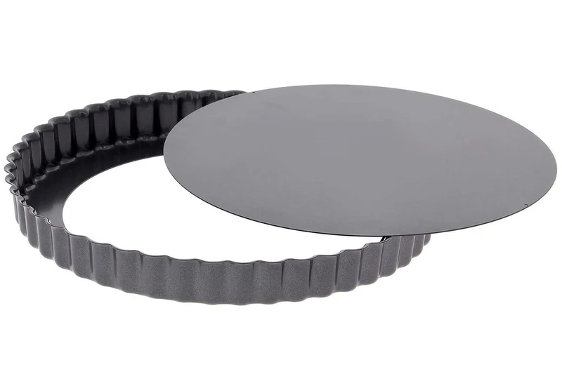 Moule à tarte cannelé en acier De Buyer à fond amovible et bord droit