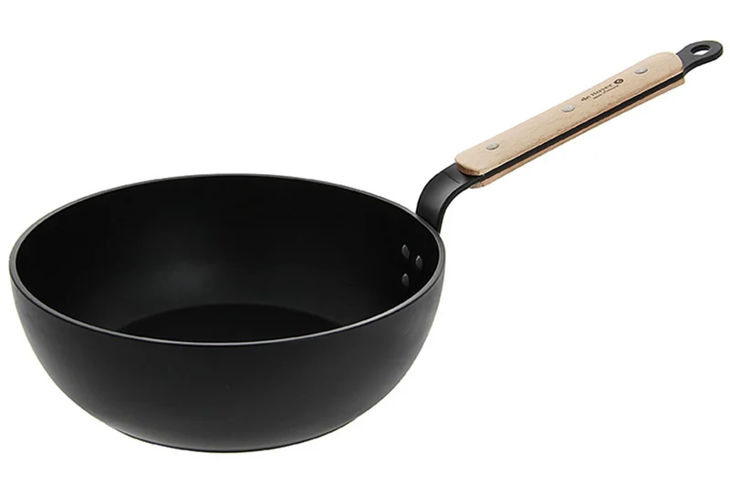 Sauteuse bombée antiadhésive De Buyer Choc B Bois en aluminium forgé et manche en hêtre