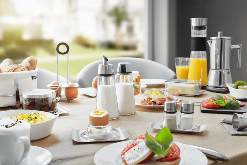 Sucrier doseur Gefu Brunch en verre et acier inoxydable