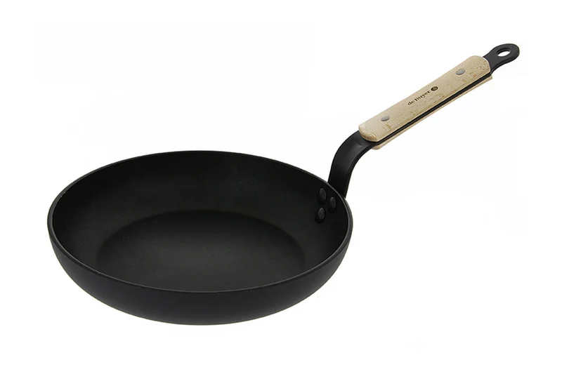 Poêle ronde antiadhésive De Buyer Choc B Bois en aluminium forgé et manche en hêtre