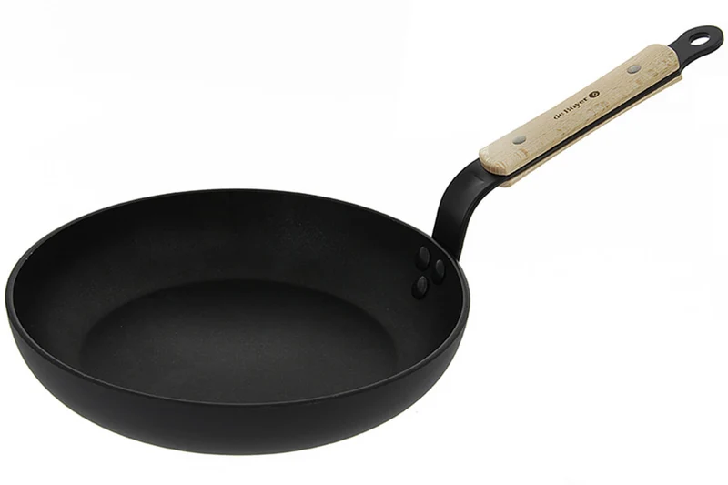 Poêle ronde antiadhésive De Buyer Choc B Bois en aluminium forgé et manche en hêtre