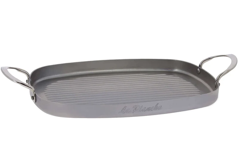 Plancha grill De Buyer Mineral B Element en fer 38x26cm avec 2 anses inox