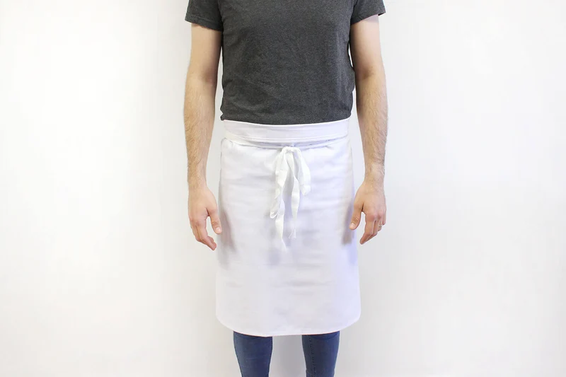 Tablier de cuisinier demi chef Deren 100% coton blanc