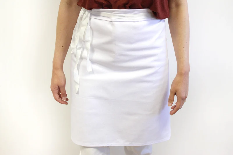 Tablier de cuisinier demi chef Deren 100% coton blanc