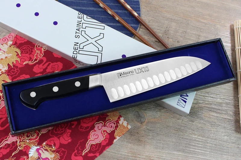 Couteau santoku japonais Misono UX10 alvéolé 18cm