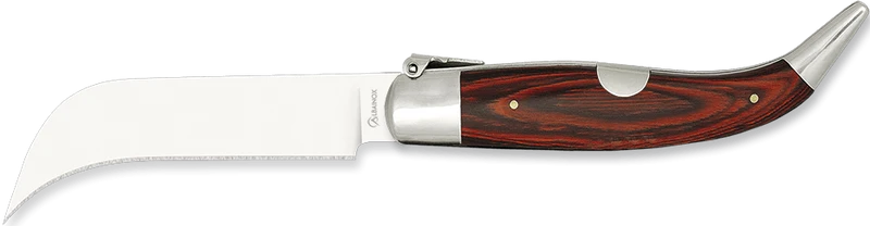 Petit couteau pliant serpette en bois rouge