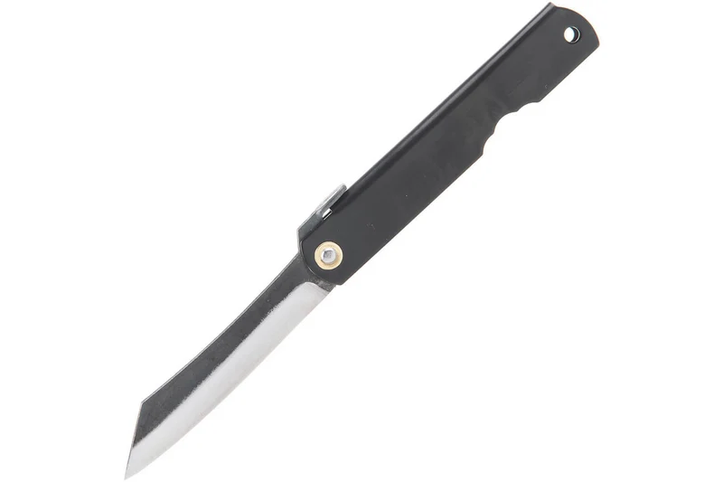 Couteau pliant Higonokami luxe 16.N acier carbone manche laiton noir 10cm
