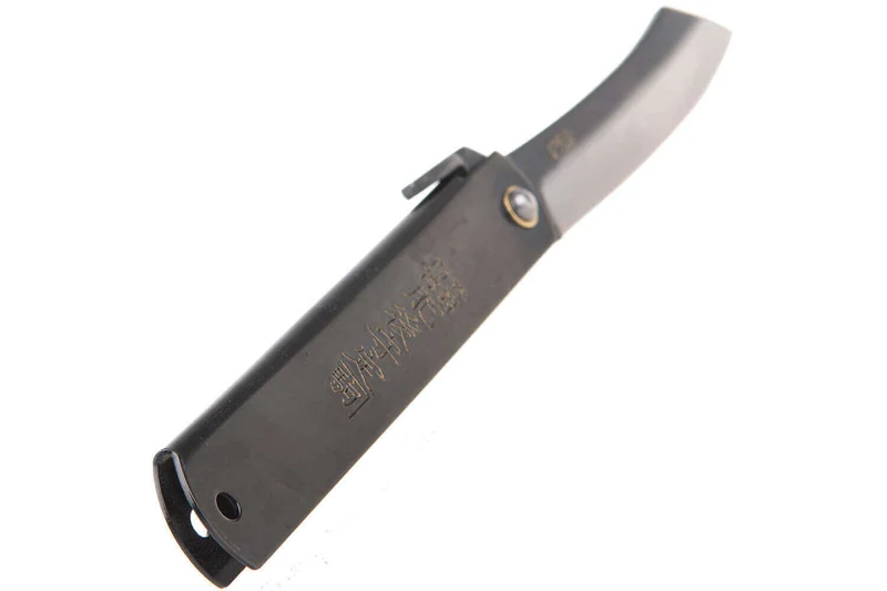 Couteau pliant Higonokami luxe 17.N acier carbone manche laiton noir 12cm