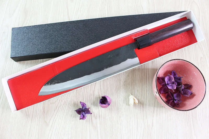 Couteau de chef japonais artisanal Nishida Shirogami 24cm