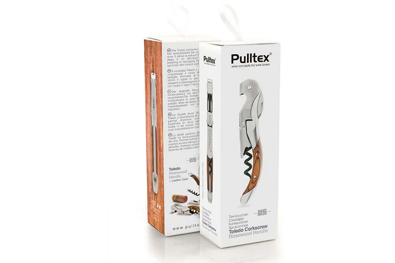 Tire bouchon sommelier Pulltex Pulltap's Toledo bois + étui cuir offert
