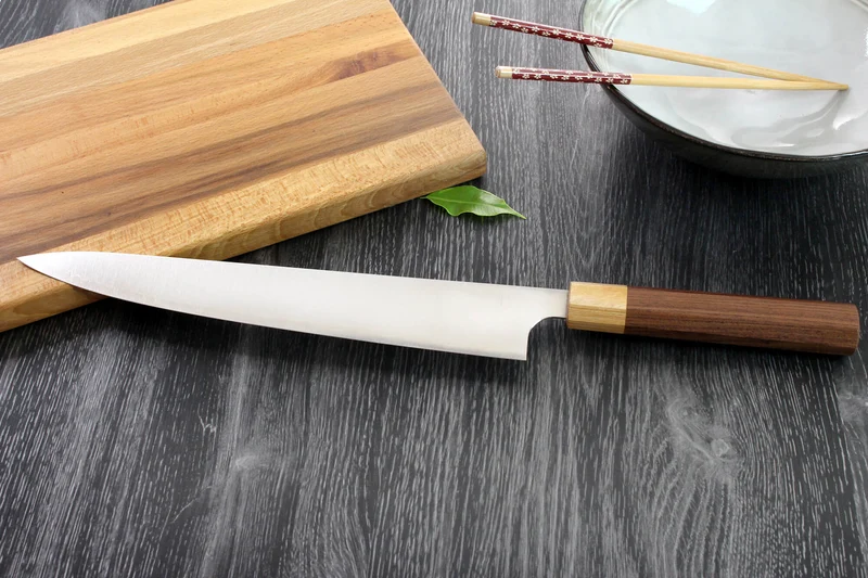 Couteau sujihiki japonais artisanal Kei Kobayashi SG2 Octogone 27cm