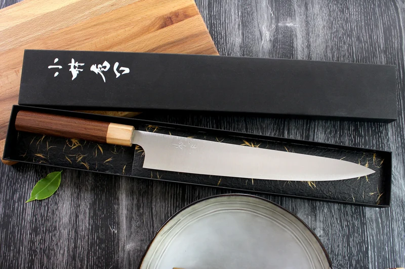 Couteau sujihiki japonais artisanal Kei Kobayashi SG2 Octogone 27cm