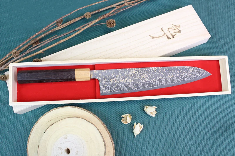 Couteau de chef japonais artisanal Takeshi Saji VG10 Gold 24cm