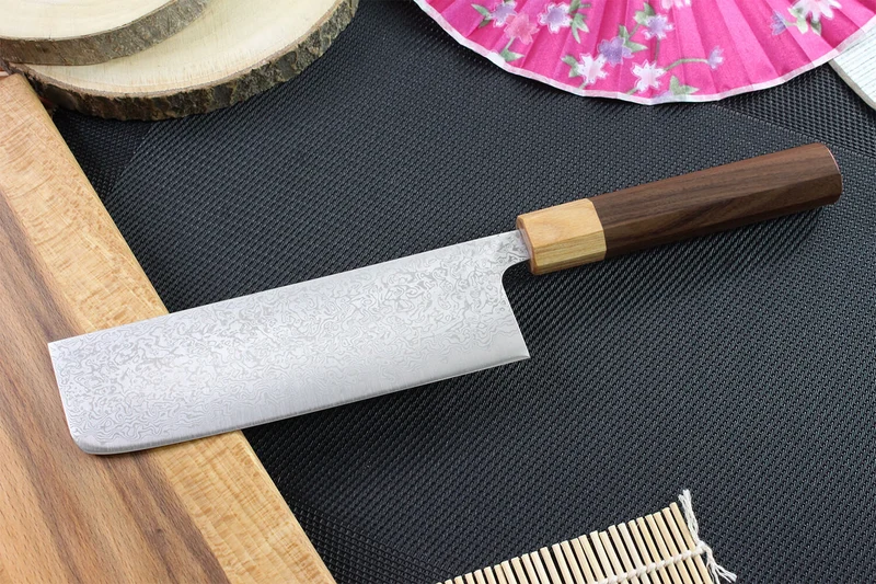 Couteau nakiri japonais Tsunehisa SLD Damas bois de rose 16,5cm