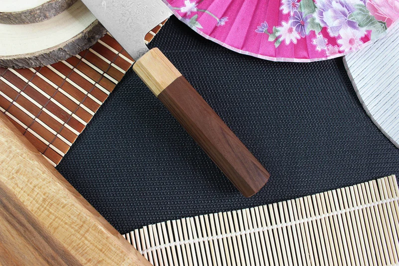 Couteau santoku japonais Tsunehisa SLD Damas bois de rose 16,5cm