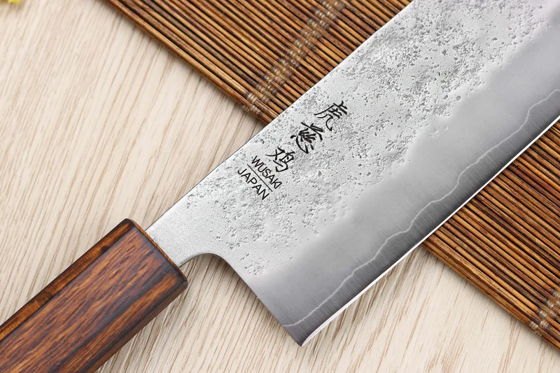 Couteau nakiri japonais artisanal Wusaki Yoshi G3 chêne 16,5cm