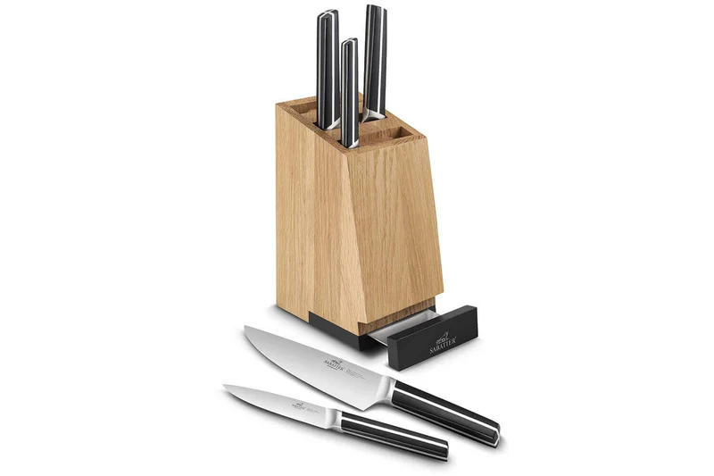 Bloc en chêne 5 couteaux cuisine Sabatier International avec support tablette intégré