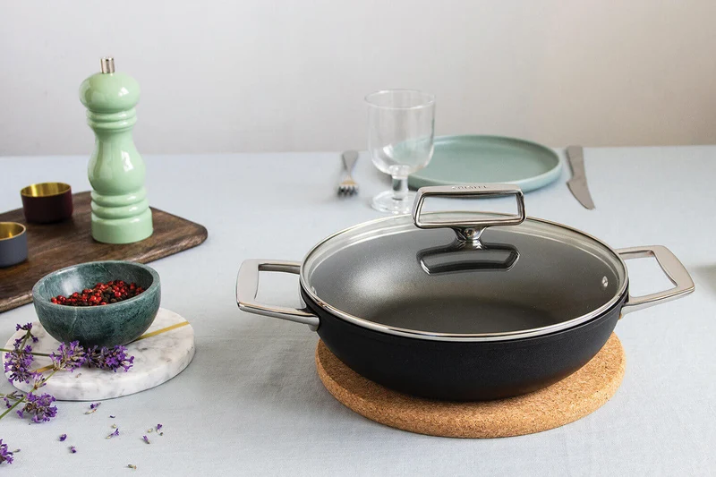 Couvercle en verre bombé Cristel Castel'Pro anse fixe en inox