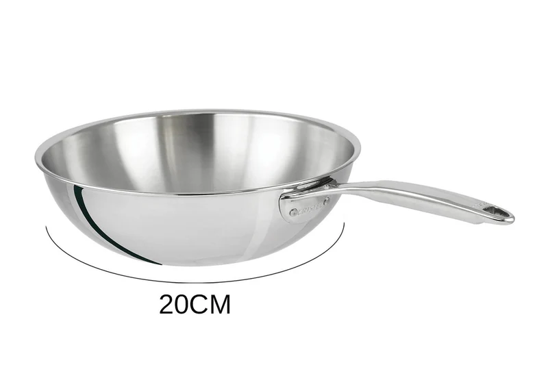 Wok Cristel Castel'Pro en acier inoxydable 18/10 3 ply