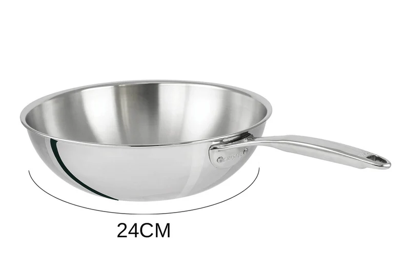 Wok Cristel Castel'Pro en acier inoxydable 18/10 3 ply