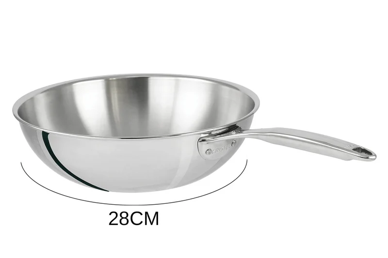 Wok Cristel Castel'Pro en acier inoxydable 18/10 3 ply