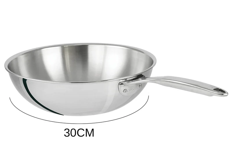 Wok Cristel Castel'Pro en acier inoxydable 18/10 3 ply