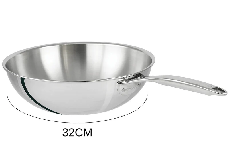 Wok Cristel Castel'Pro en acier inoxydable 18/10 3 ply