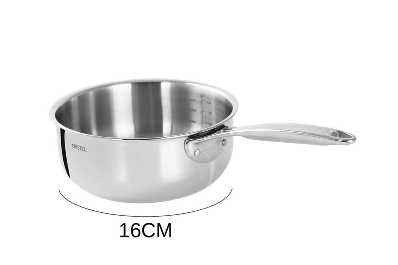 Set de 3 casseroles Cristel Castel'Pro en acier inoxydable 18/10 5 ply - 16, 18, 20cm