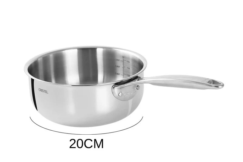 Set de 3 casseroles Cristel Castel'Pro en acier inoxydable 18/10 5 ply - 16, 18, 20cm