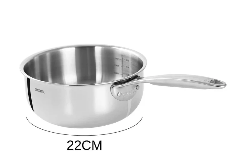 Casserole saucier Cristel Castel'Pro en acier inoxydable 18/10 5 ply