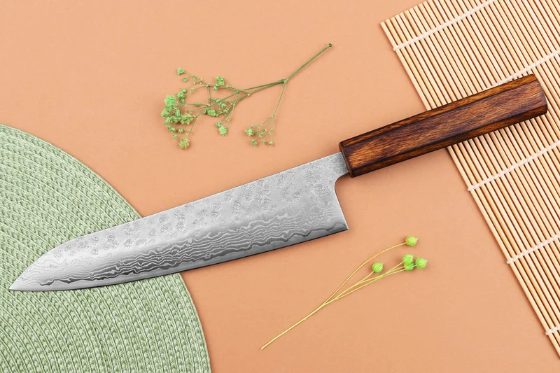 Couteau de chef 21cm japonais artisanal Yuzo Enju Damas 440C