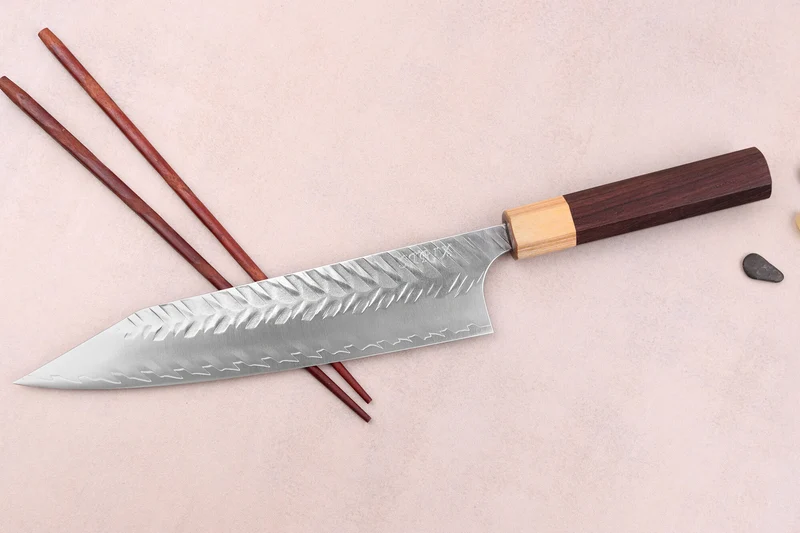 Couteau kiritsuke 21cm japonais artisanal Yoshimi Kato SPG Strix V-Tsuchime