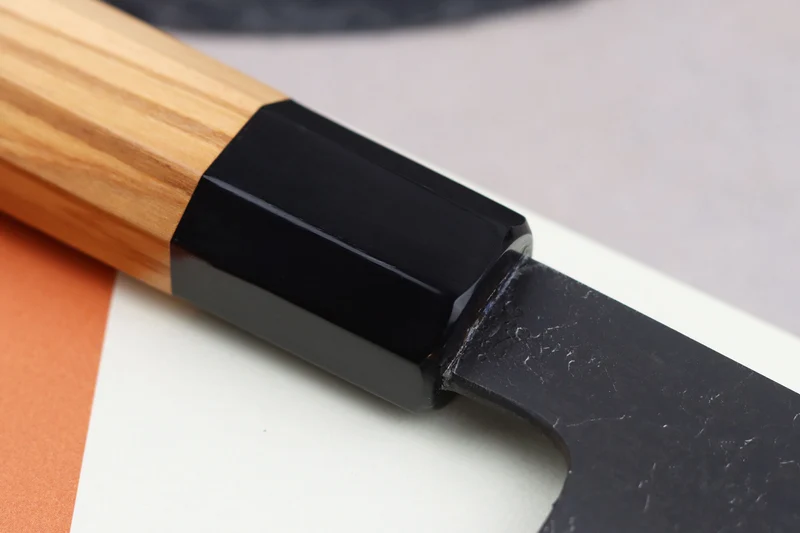 Couteau nakiri 16,5cm japonais artisanal Hinoura Mutsumi Ajikataya Black Nashiji