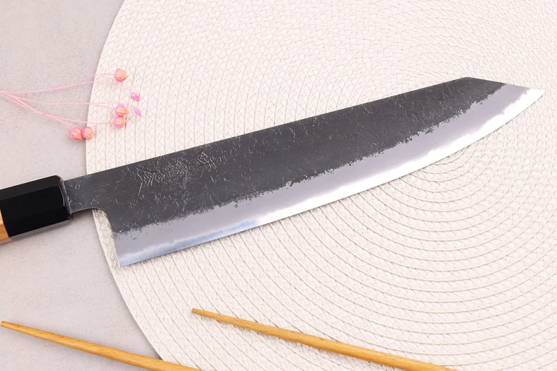 Couteau de chef kiritsuke 24cm japonais artisanal Hinoura Mutsumi Ajikataya Black Nashiji
