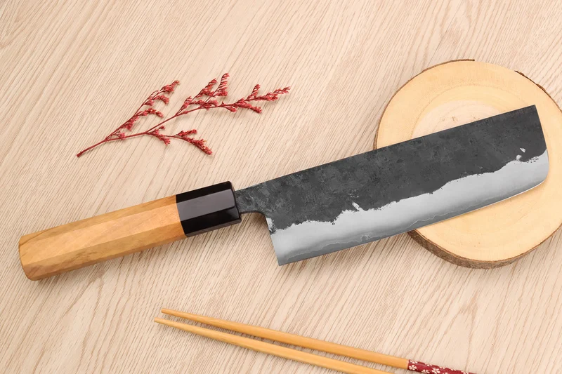 Couteau nakiri 16,5cm japonais artisanal Yoshimune par Kawamura Black WS2