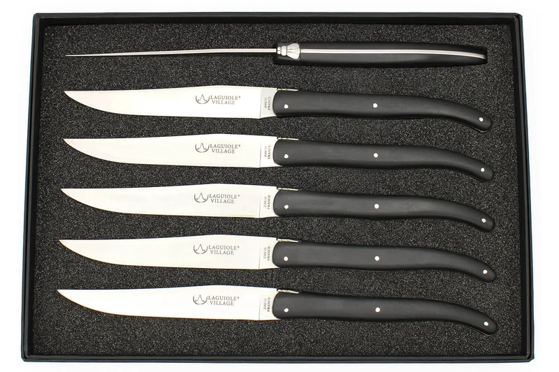 Coffret de 6 couteaux de table Laguiole Village manches en POM