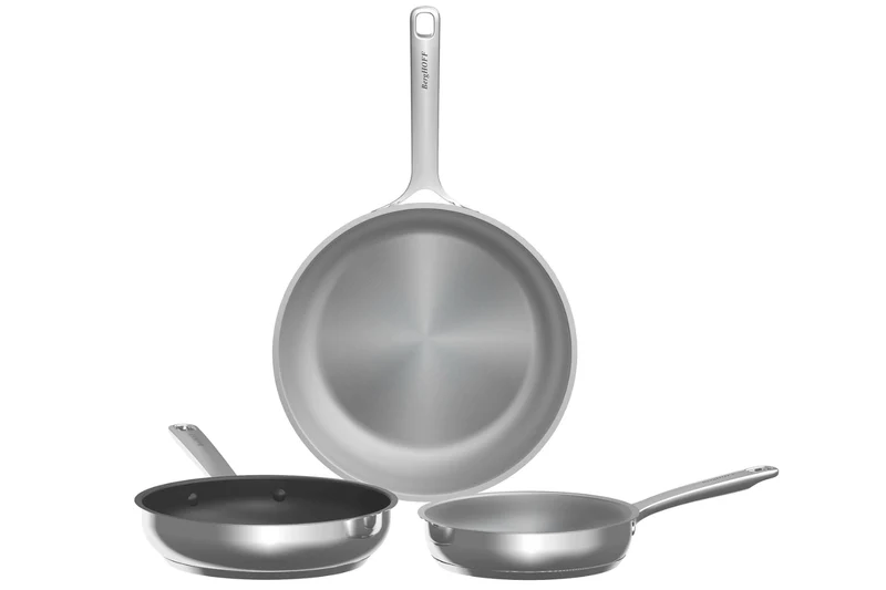 Set de 3 poêles à frire Berghoff DiNA Helix en acier inoxydable recyclé