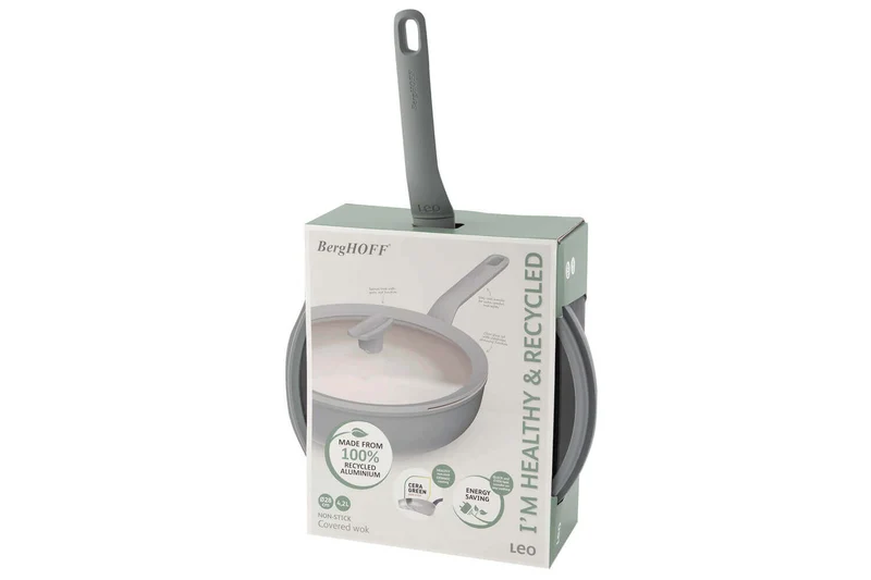 Wok antiadhérent Berghoff Leo Balance Moonmist avec couvercle 28cm